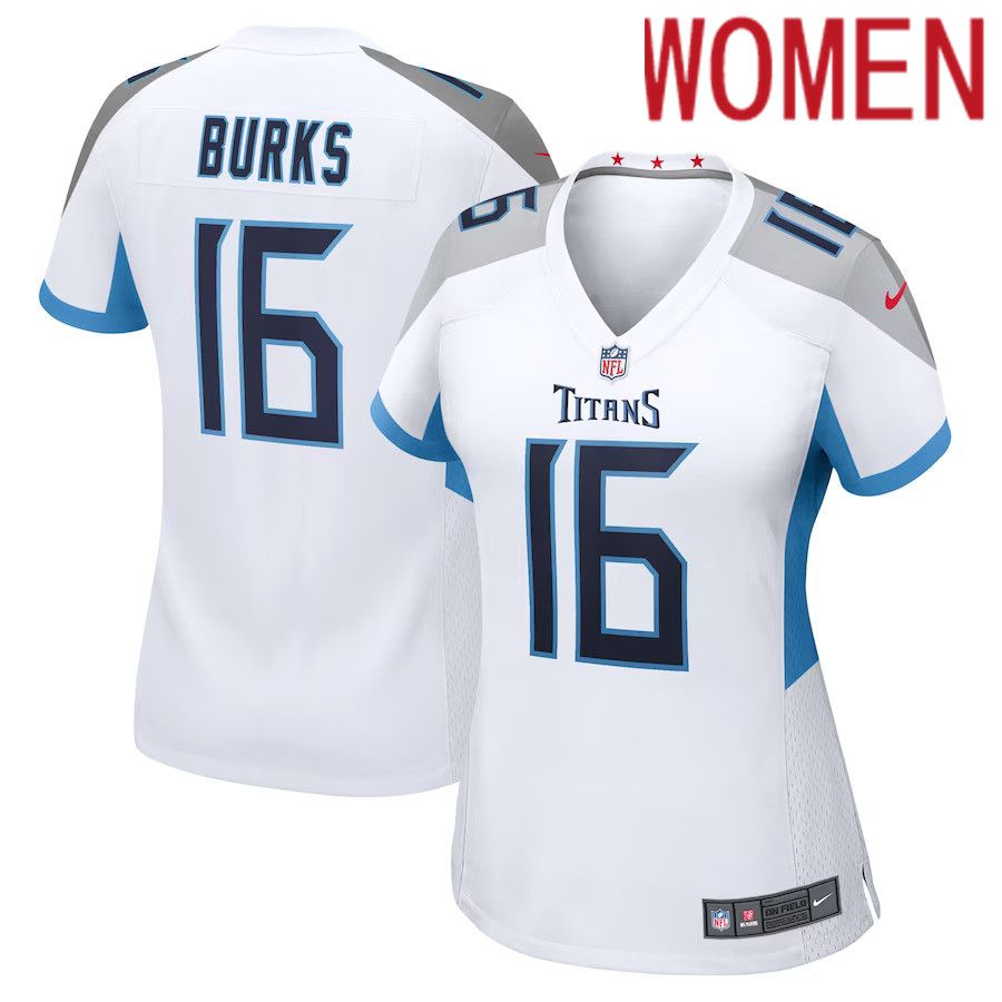 Women Tennessee Titans #16 Treylon Burks Nike White Game Player NFL Jersey->women nfl jersey->Women Jersey